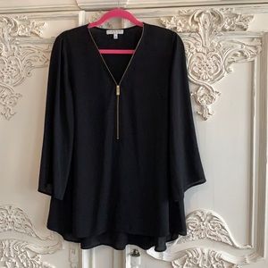 Chaus black with gold zipper blouse